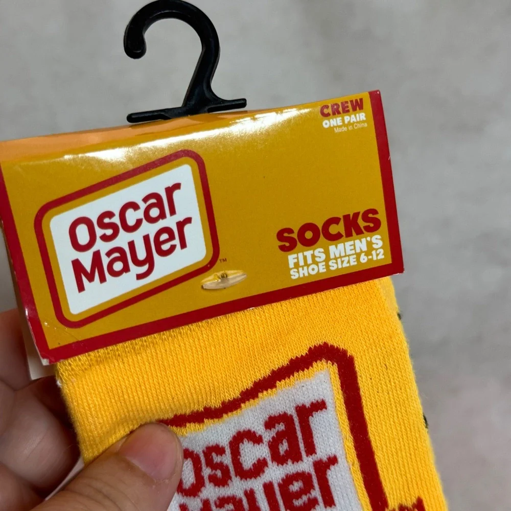 Oscar Meyer Crew Socks, yellow‎ & red with Weiner Mobile, NEW, Men's size 6-12